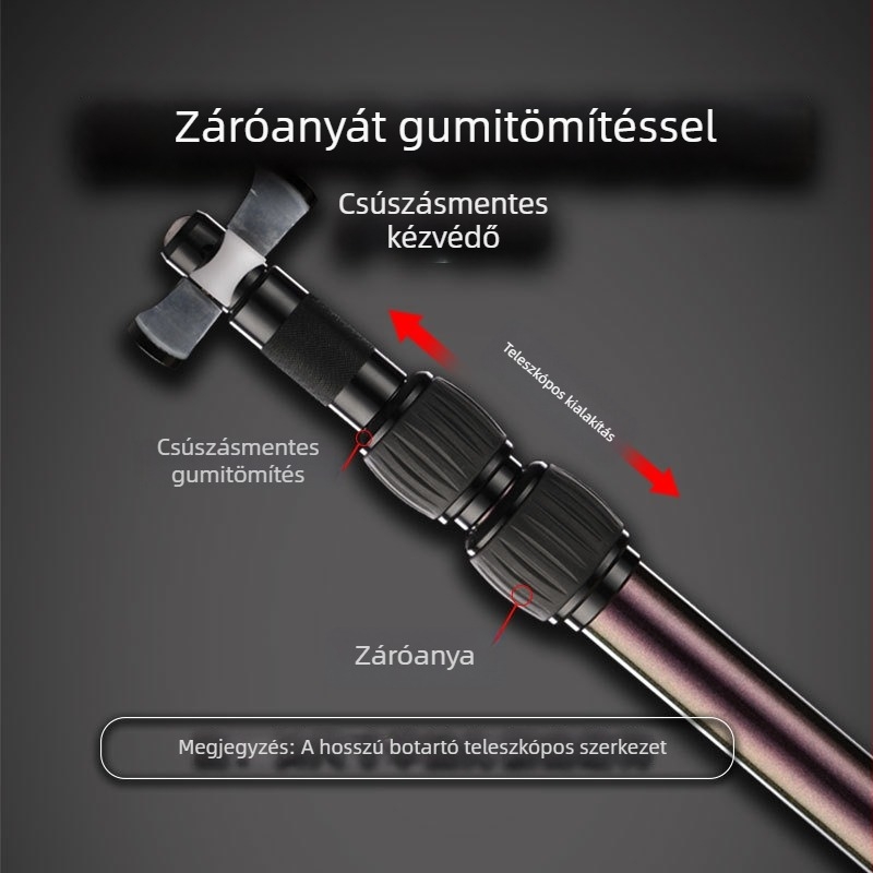 Teleszkópos horgászbot tartó, többirányú forgatás, összecsukható, karbonszerkezet
