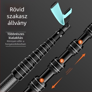 Black King Kong rövid csuklós szénszálas horgászbot-tartó, 2,1 m, ultrakönnyű és merev, tartó a felszerelésdobozhoz és a horgászszékhez