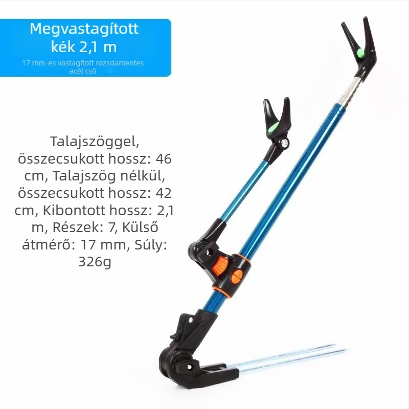 Rozsdamentes acél toronyállvány vastag bottartóval, horgászállvány, színes felszerelésdoboz, horgász szék, bottartó