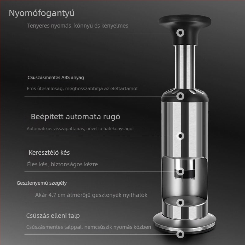 Kereszt alakú gesztenye nyitó, 304 rozsdamentes acél, antik-retro stílus, 2019-ben bemutatva