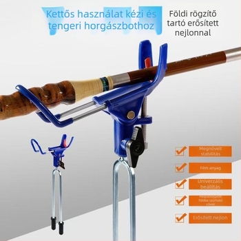 Fém alapanyagból készült horgászbot-tartó, többfunkciós kézi és tengeri botokhoz, univerzális forgóállvány