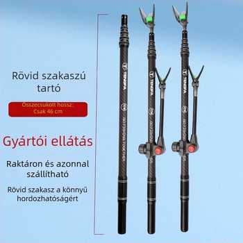 Szénszálas horgászbot-tartó, 52 cm-es ultra rövid szakasz, könnyű és erős, kettős funkciójú tartó
