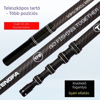 Szénszálas horgászbot-tartó, 52 cm-es ultra rövid szakasz, könnyű és erős, kettős funkciójú tartó