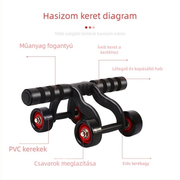 Négykerekű hasizomroller MTW-1, 1,1 kg, nem összecsukható, irodai, otthoni és kültéri használatra