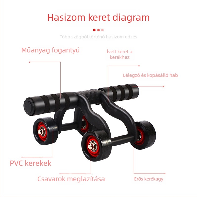 Négykerekű hasizomroller MTW-1, 1,1 kg, nem összecsukható, irodai, otthoni és kültéri használatra