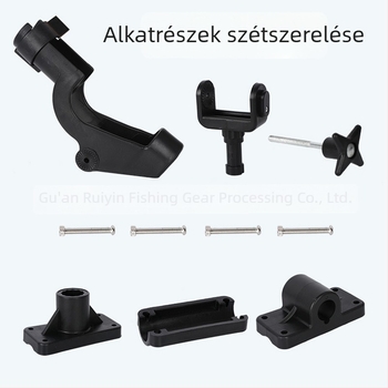 Csónak- és kajakhorgászbot-tartó, forgatható, állítható, rozsdamentes acélból, összecsukható, kettős használatú