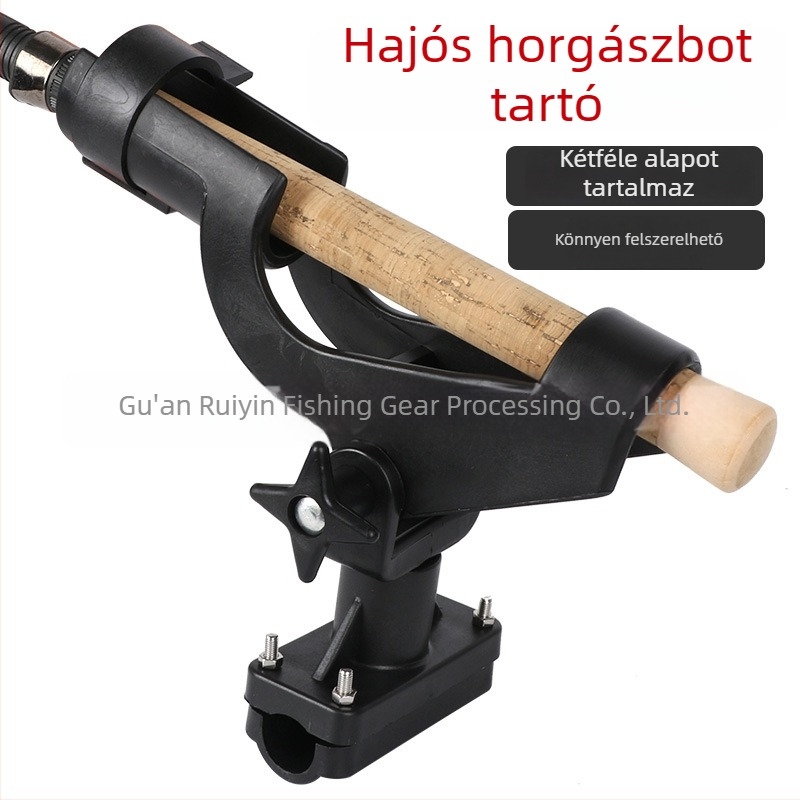 Csónak- és kajakhorgászbot-tartó, forgatható, állítható, rozsdamentes acélból, összecsukható, kettős használatú