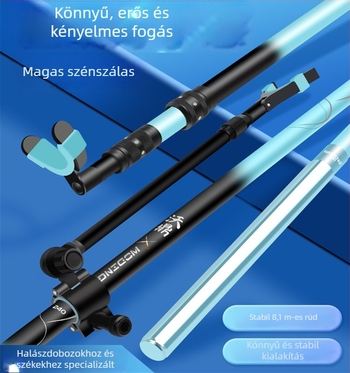 Szénszálas horgászbot tartó kiegészítő dobozzal