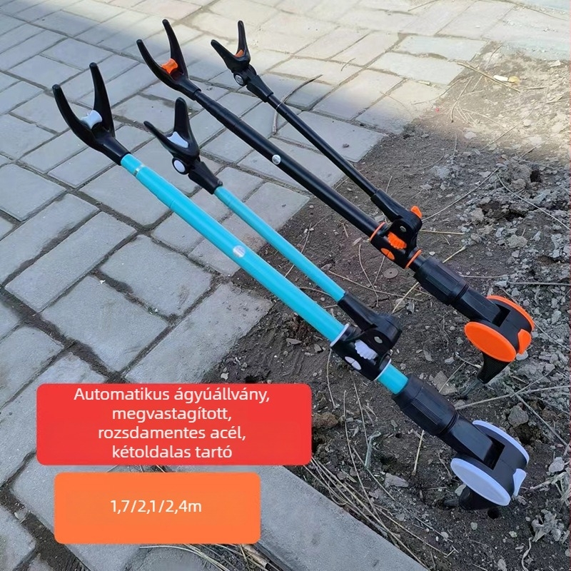 Rozsdamentes acélból készült, többfunkciós horgászbot-tartó talppal