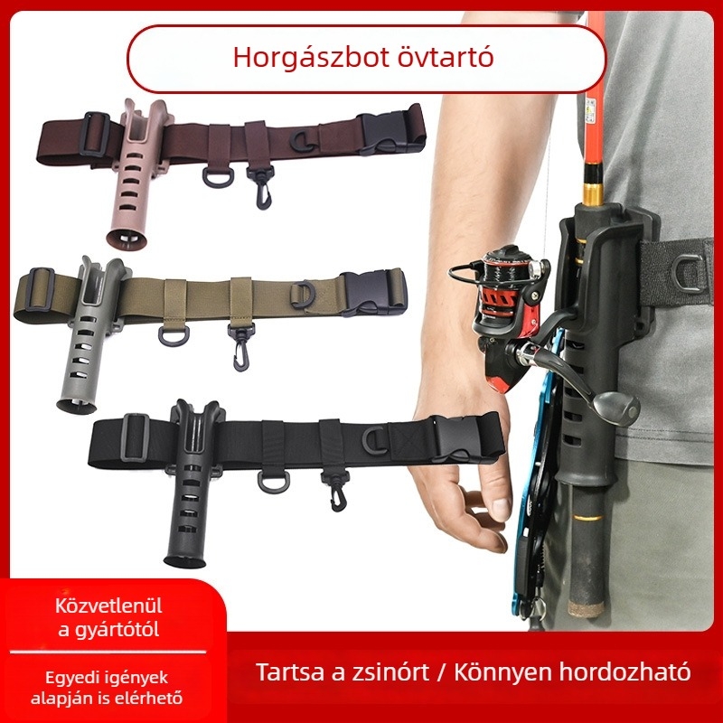 Övön hordozható horgászbot-tartó derékszíjjal, hordozható műcsalis horgászathoz