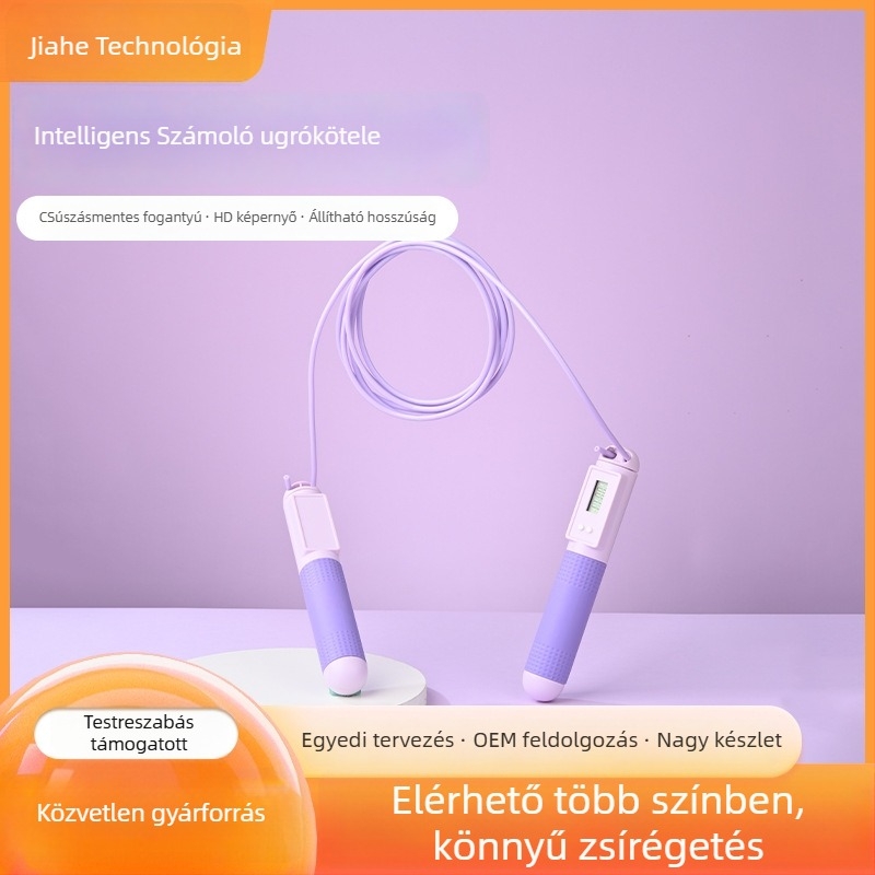 Intelligens számolós ugrókötél felnőtteknek, PVC+acélhuzal, kettős használat, otthoni fitnesz
