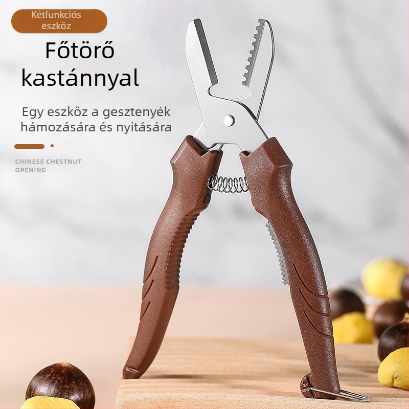 Gesztenyés kés és hámozó, rozsdamentes acélból, modern minimalista dizájn, 2020 nyarán megjelent