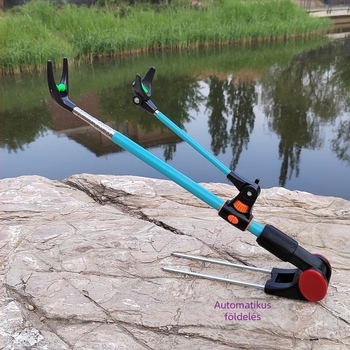 Rozsdamentes acélből készült vastagított horgászbot-tartó, kettős használatú torony-tartó, földi állvány, 1,7 m / 2,1 m / 2,4 m