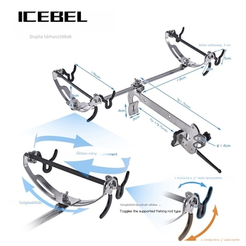 ICEBEL Horgászbot-tartó hajóhoz és mólóhoz, egyrészes és kéttoldali csiptető, egyenes fogantyú