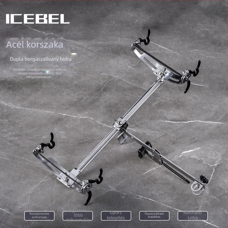 ICEBEL Horgászbot-tartó hajóhoz és mólóhoz, egyrészes és kéttoldali csiptető, egyenes fogantyú