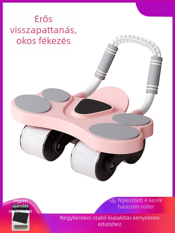 Négykerekű haskerék automatikus visszahúzással, nem összecsukható, könyöktámasz, súly 1,35 kg, otthoni és kültéri használatra