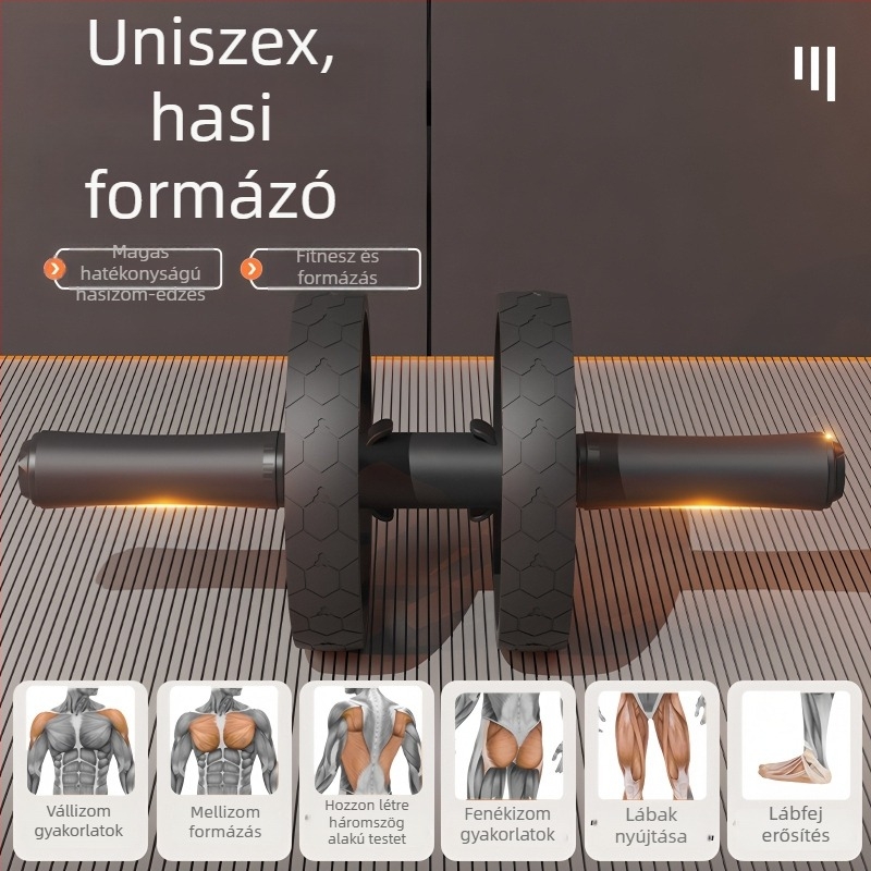 Hasizom-roller automatikus visszafordulással, dupla kerék, otthoni használatra, 1,1 kg, csúszásmentes matrac mellékelve