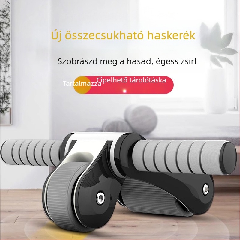 Összecsukható hasizom görgő kettős csapágyas görgővel – csendes otthoni fitness eszköz (Model 001, 1,3 kg)