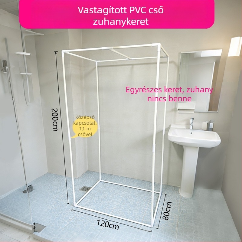 Padlón álló PVC keret téglalap alakú fürdő sátorhoz – zuhanyfal tartó