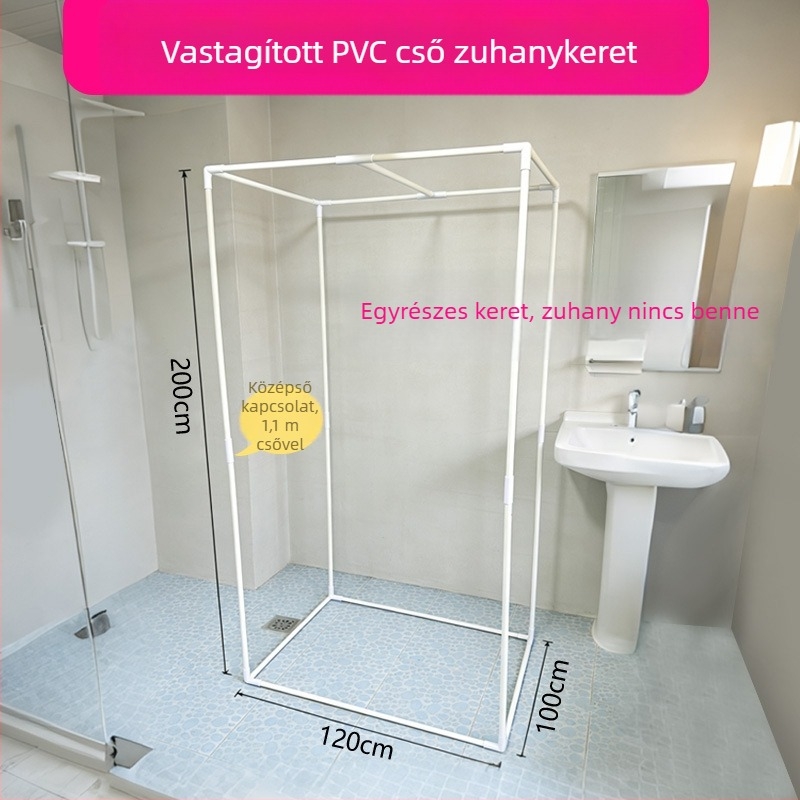 Padlón álló PVC keret téglalap alakú fürdő sátorhoz – zuhanyfal tartó