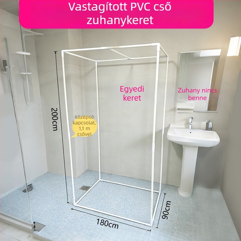 Padlón álló PVC keret téglalap alakú fürdő sátorhoz – zuhanyfal tartó