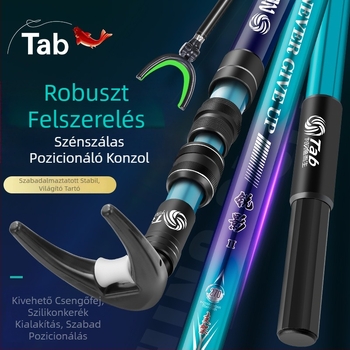 TAB Karbonszálas horgászbot tartó, többirányú forgatással és összecsukható asztali rögzítéssel
