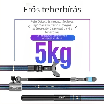 Szénszálas horgászbot tartó többirányú forgatással, összecsukható, hátsó rögzítéshez