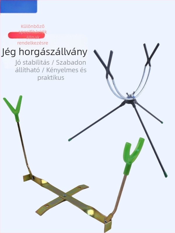 Összecsukható jéghorgászati állvány, háromszög alakú bottartó, torony-stílusú tartó