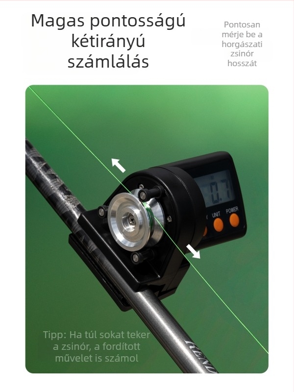 Elektronikus horgász zsinórmérő – gördítő típus – ABS test – Pool blade márka
