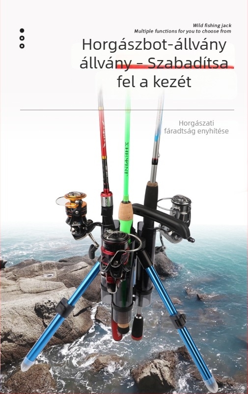 Tengeri horgászbot-tartó háromszög alakú, teleszkópos, alumíniumötvözet, multifunkcionális