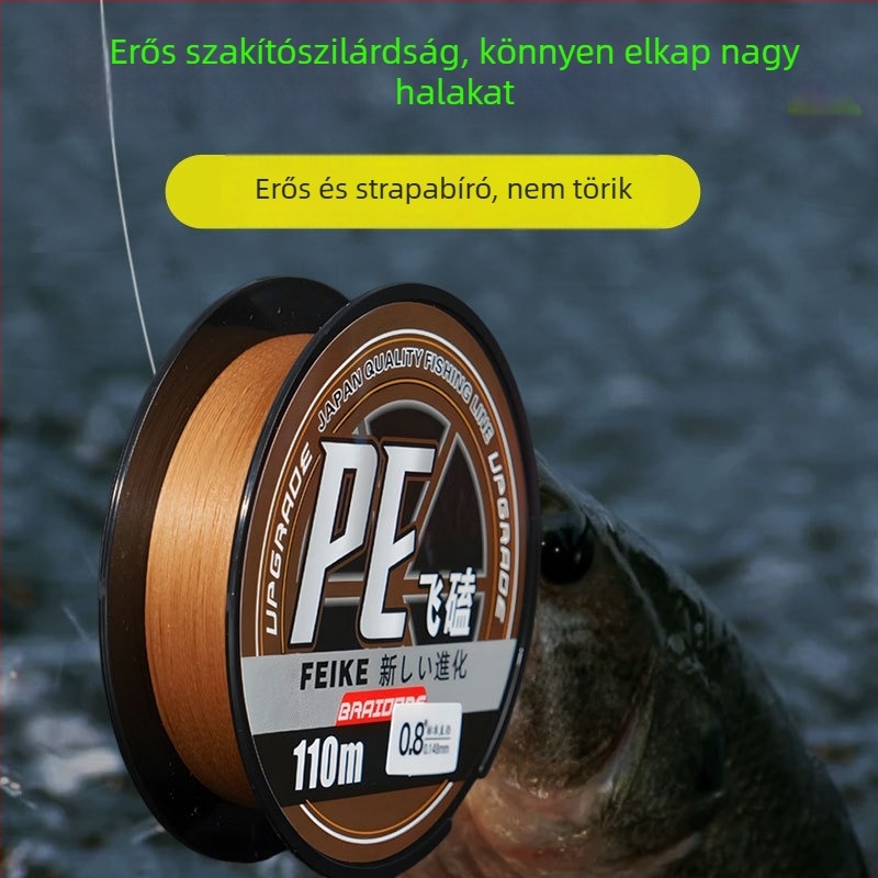 Fő horgász damil, erős fonott PE damil, tilápia-specifikus harapás elleni, 100 darabos doboz, engedélyezett magánmárka