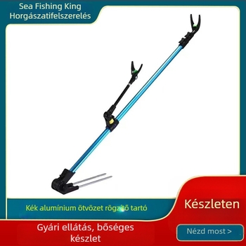 Horgászbot tartó alumíniumötvözetből, földbe süllyeszthető háromlábú állvány, összecsukható, 360°-ban forgatható
