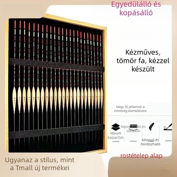 Fából készült kiállító polc horgászfelszereléshez