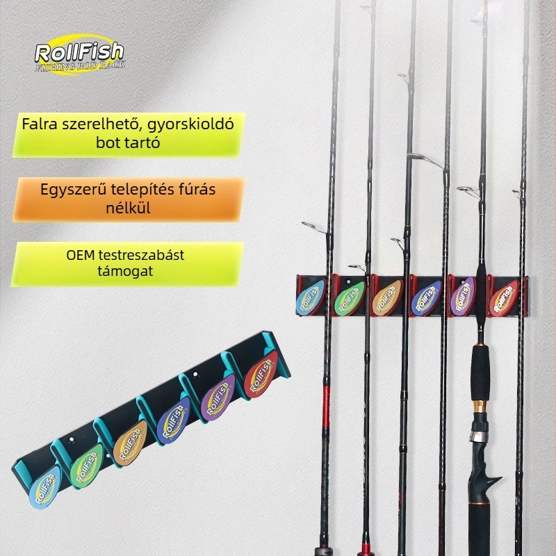 Falihoz szerelhető, többfunkciós horgászbot-kiállító állvány, egy darabból készült, gyorszáras dizájn