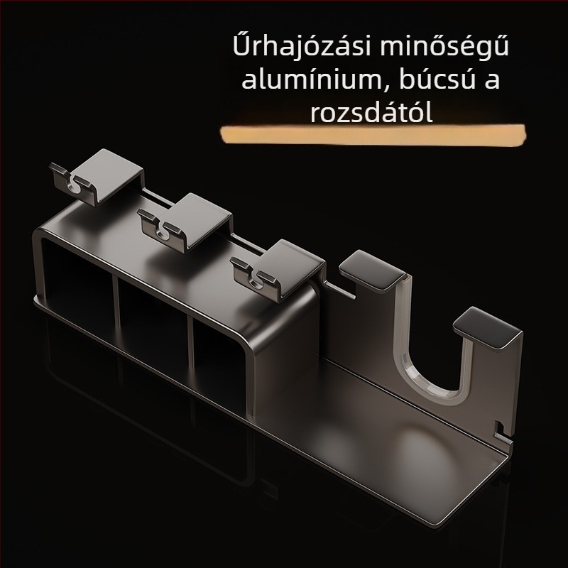 Lejia Fogkefetartó és tároló, falra szerelhető, fúrás nélkül, Space alumínium
