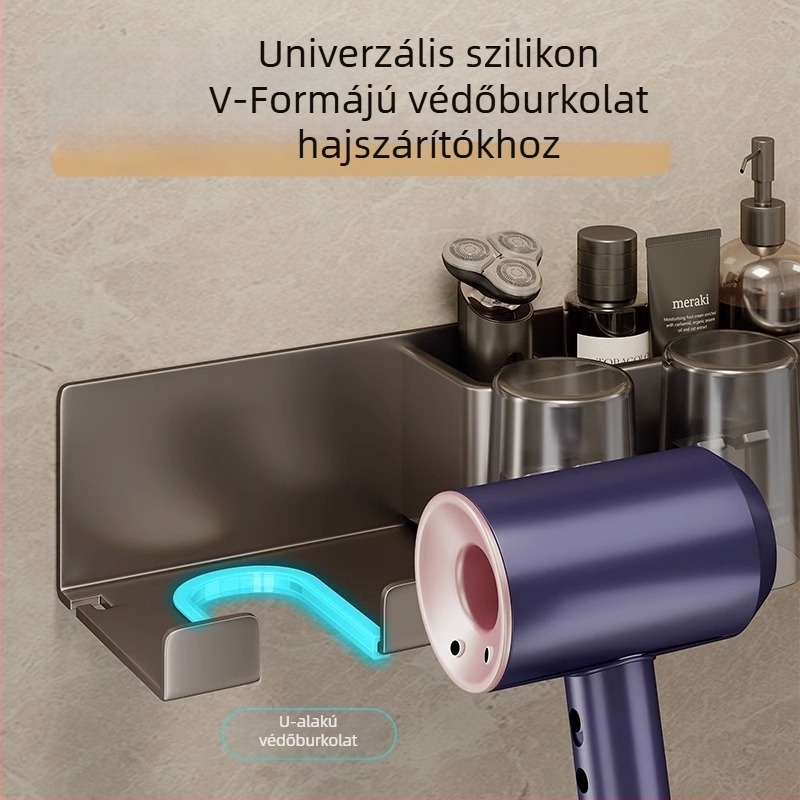 Lejia Fogkefetartó és tároló, falra szerelhető, fúrás nélkül, Space alumínium