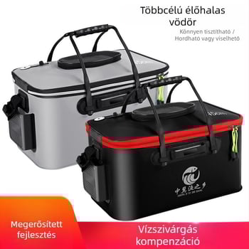 Összecsukható EVA halászkanna, megerősített, többször funkciójú élőhalas doboz, kapacitás 45-80