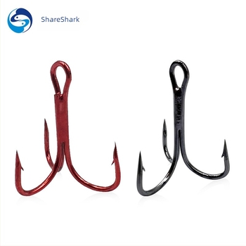 ShareShark Magas széntartalmú acélból készült horgok, háromhorgos készlet, három ankerrel, recézett csúcsok