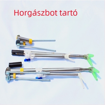 Rozsdamentes acél horgászbot-tartó, összecsukható, többirányú forgatással, kettős használat