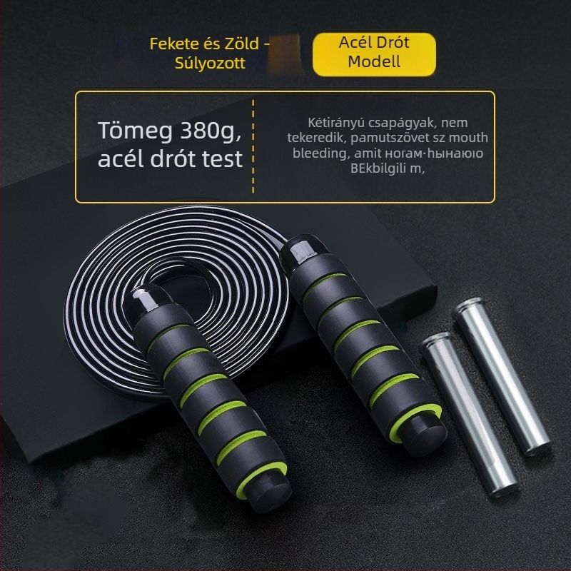 Súlyozott ugrókötél csapágyakkal, PVC, acélhuzal, 3 változat fitneszhez