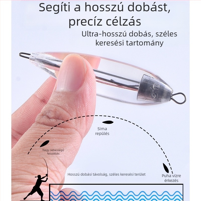 5 darab ólommal növelt lassú süllyedésű dobósegéd, hosszú hatótávolságú dobáshoz, kíméli a zsinórt