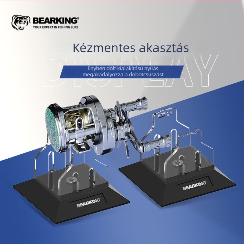 Bearking horgászorsó kiállító állvány, PC anyagból, megjelenítő állvány forgóorsókhoz