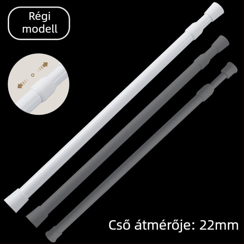 Fúrás nélküli teleszkópos ruhaszárító rúd; állítható hosszúságú vasból; ideális ruhaszárításra, ajtófüggönyhöz, szekrény-támaszhoz és fürdőszobához; modern minimalista stílus