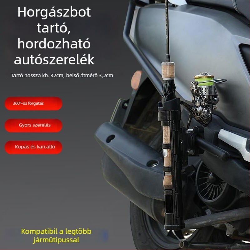 Lexin horgászbot tartó motorkerékpárhoz és elektromos járműhöz, hordozható rögzítő és tárolókeret, tartalmaz csali készletet