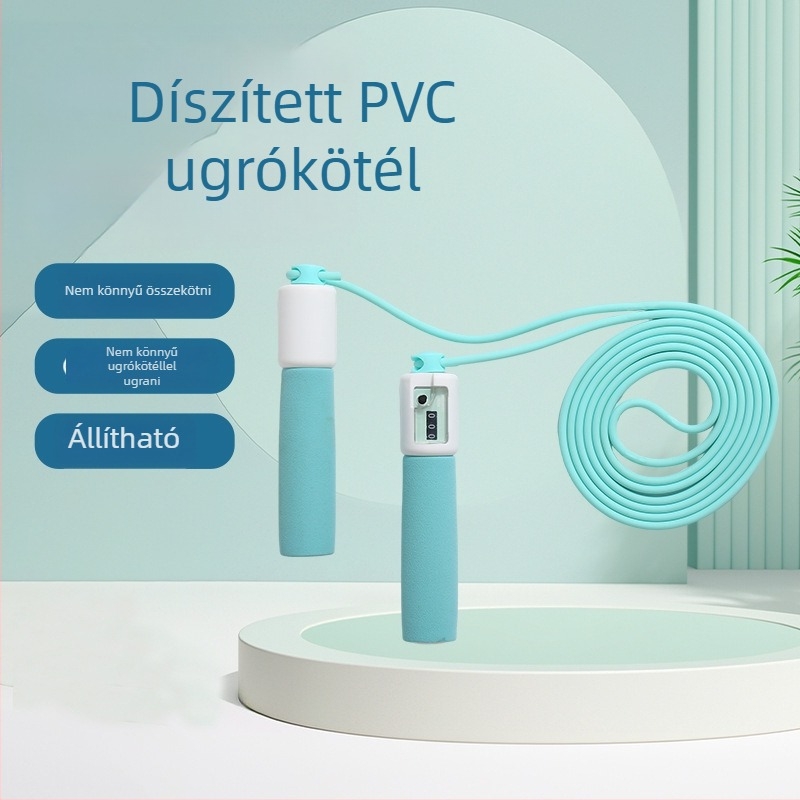 Gyerekeknek való ugrókötél, állítható hosszúságú, habfogóval, PVC, csúszásmentes, kopásálló