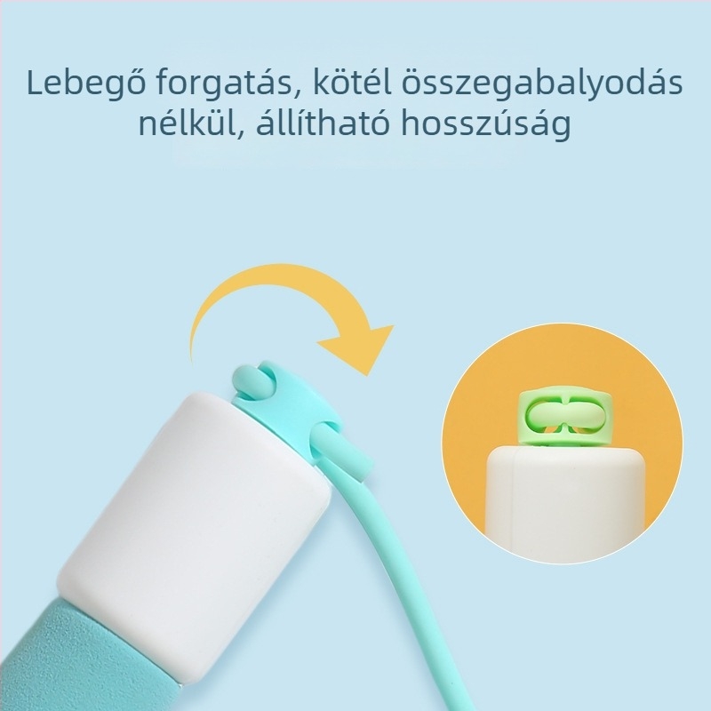 Gyerekeknek való ugrókötél, állítható hosszúságú, habfogóval, PVC, csúszásmentes, kopásálló