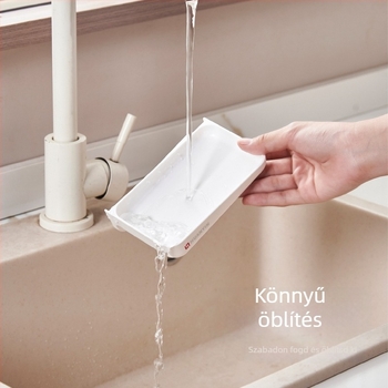 Ring Silver falra szerelhető fúrás nélküli szappantartó doboz, duplaszintű, műanyag