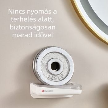 Ring Silver falra szerelhető fúrás nélküli szappantartó doboz, duplaszintű, műanyag