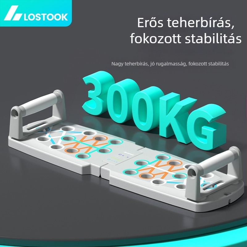 Lostock Összecsukható Push-up Állvány, Hordozható Fitnesz Tábla Mellkas- és Hasizom Edzéshez, Súly 500