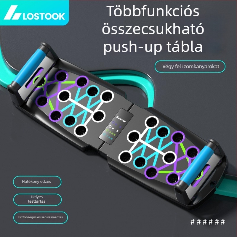 Lostock Összecsukható Push-up Állvány, Hordozható Fitnesz Tábla Mellkas- és Hasizom Edzéshez, Súly 500